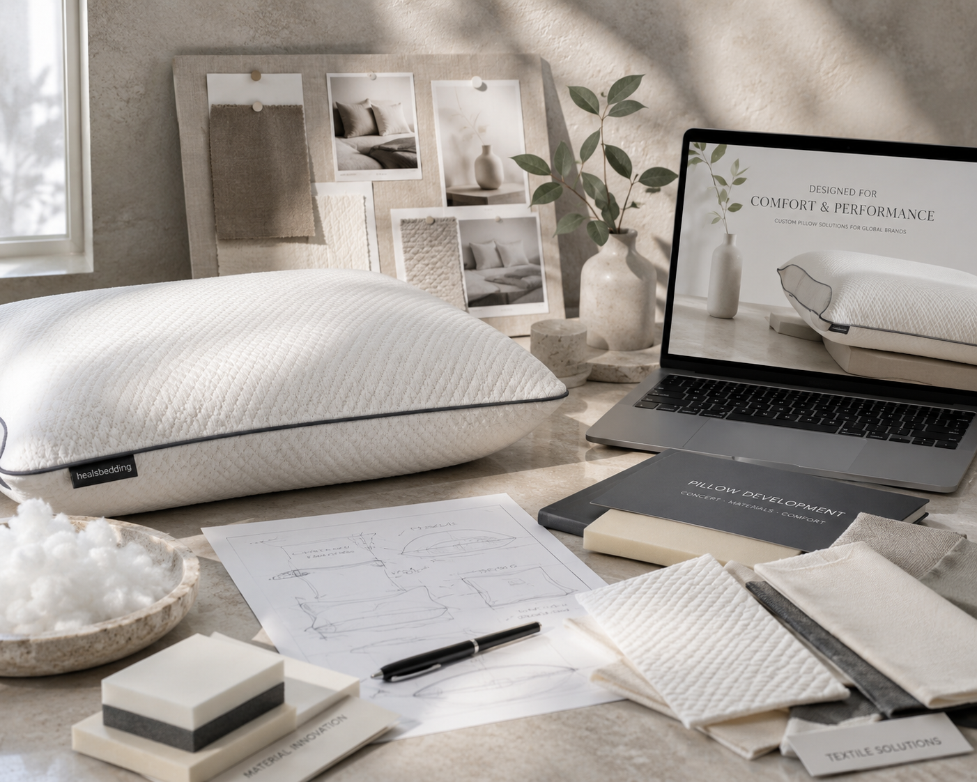Custom pillow development and material selection for private label brands